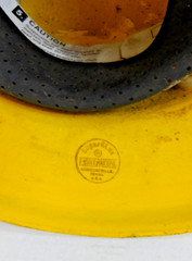 Vintage SuperGlas Fibre Metal Fiberglass Duck Bill Hard Hat USA Yellow, 4/56