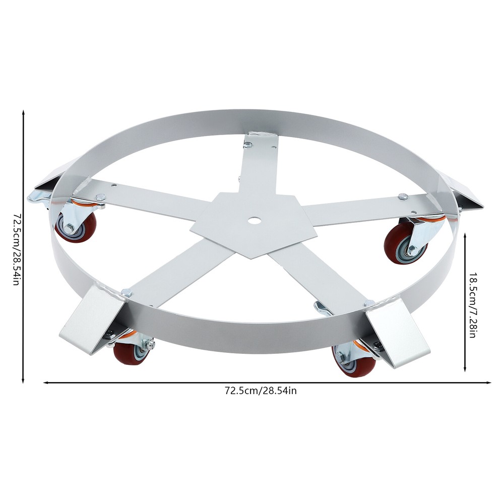 55 Gallon Drum Dolly Stands Q235 Steel Barrel Dolly Carts With 5 Wheels