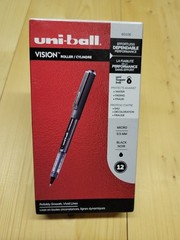 uni-ball 60106 VISION Extra-Fine 0.5 mm Roller Ball Pen – Black Ink (1-DZ) New