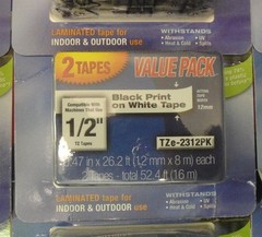 2 pack Brother P-Touch genuine original OEM TZe-231 BLACK ON WHITE Label Tape