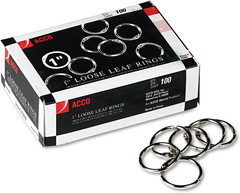 Acco Brands, Inc. Ring Binder, Loose-Leaf, 1″, 100/BX, Silver