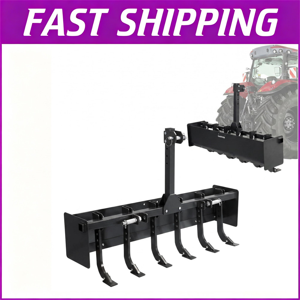55″ Box Blade Scraper W/ 6 Scarifier Shank For CAT 1 & CAT 0 Tractors, 3 Point