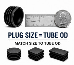 1 5/8″ Round Finishing Plugs Tubing Caps Pipe Plugs Chair Glides Black