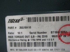 DODGE 35Q10H18 TIGER-2 REDUCER RATIO;10-1 RPM 1750