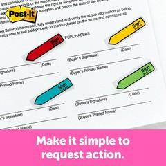 Message Sign Here Flags Assorted Colors 0.47 in Wide 4 Dispensers/Pack