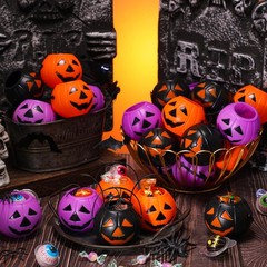 Lallisa 50 Halloween Mini Pumpkin 2.4 x inches, Orange, Black, Purple