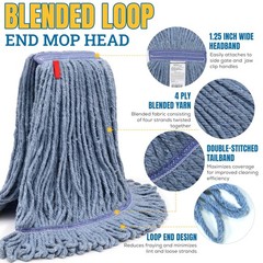 KLEEN HANDLER Blended Loop End Heavy Duty Mop Head Replacement, Wet Mop Refil…