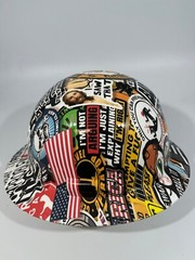 New Full Brim Hard Hat Custom Hydro Dipped CONSTRUCTION BAD ASS STICKER BOMB