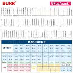100 Types Dental FG Diamond Burs For High Speed Handpiece Friction Grip 50pcs