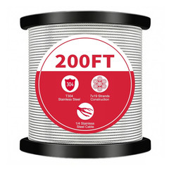 1/4″ Stainless Steel Cable 7X19, 1200FT, 6400lbs – Durable Outdoor Use