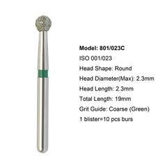 Diamond Dental Burs 856 379 801 FG Round End Taper Football Barrel Pear Flame