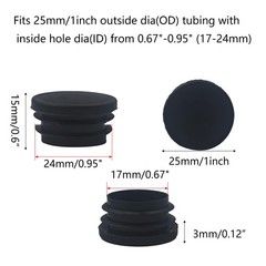 30Pcs 25mm/1Inch Round Plastic Plug, Pipe Tubing End Cap, Black Furniture Fin…