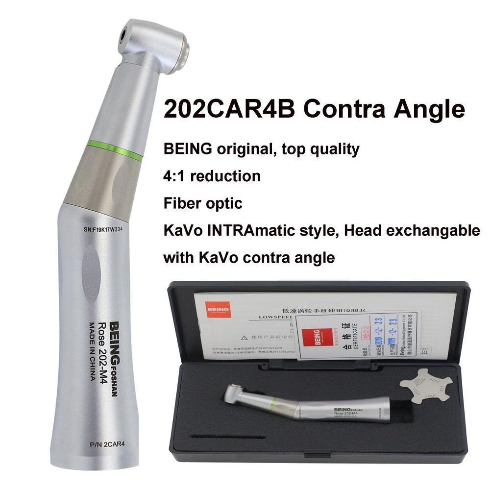 BEING 4:1 Dental Contra Angle Handpiece Low Speed KaVo INTRA LUX Heads 202CAR4