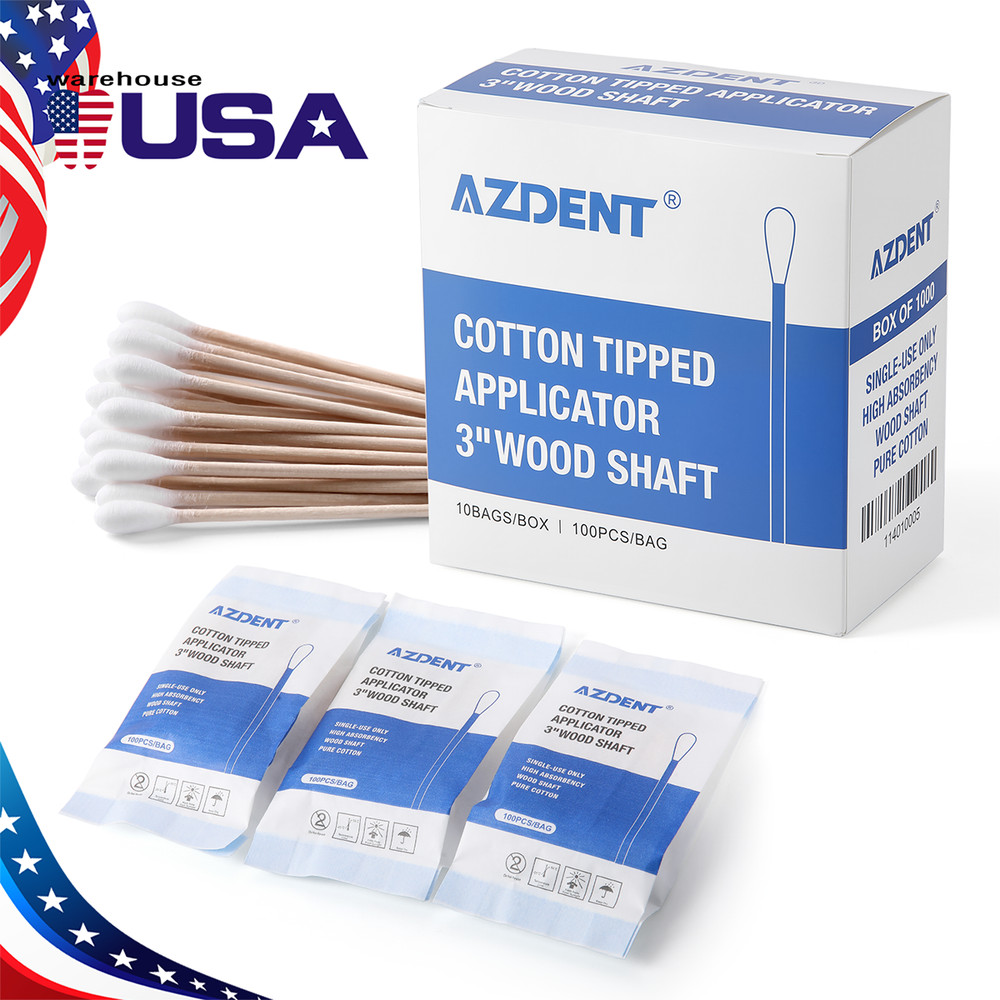1000pcs Cotton Tipped Applicators 3″（7.6cm）Wooden Swabs Medical Disposable Clean