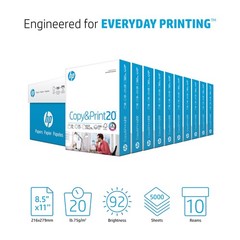 HP 200060C Printer Paper 8.5×11 20 lb 10 Ream Case 5000 Sheets 92 Bright