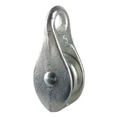 Pulley Block, Fibrous Rope, 1/4 in Max Cable Size, Not Rated Max Load,