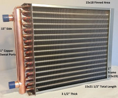 15×18 Water to Air Heat Exchanger~~1″ Copper Ports w/ EZ Install Front Flange