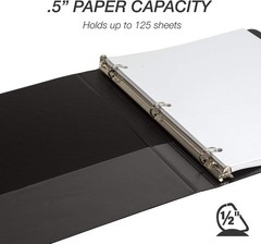 Durable Black 0.5 Inch 3 Ring D-Ring Binder – Made from Recycled Chipboard
