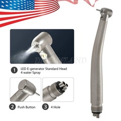LED E-generator Fiber Optic 4 Water Spray Handpiece 4H Standard Head Dental