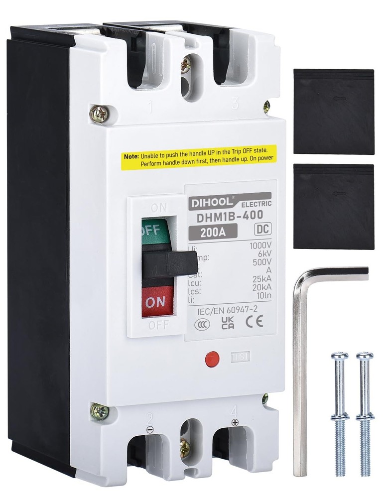 200 Amp DC Breaker, 500V Battery Disconnect Switch for Main Power, Solar, UPS…