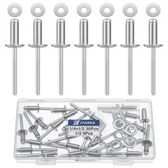 JTAREA 35pcs 1/4″ x 1/2″ Stainless Steel Pop Rivets with 1/4*1/2