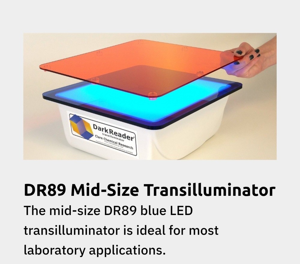 Dark Reader DR89X Blue LED Transilluminator w/ Amber Screen Glasses & AC