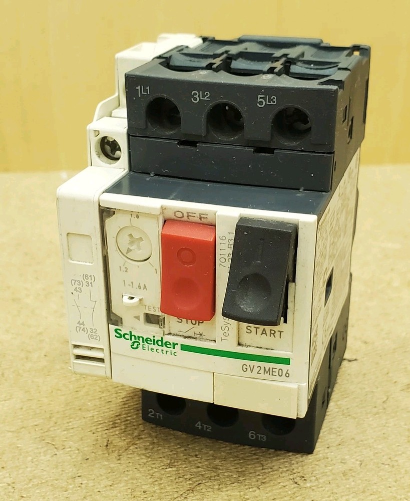 Schneider GV2ME06 Manual Motor Starter 1-1.6 Amp Adjustable Overload w/ GVAN11