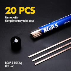 20 Sticks Brazing Rods Bcup-5 15% Silver Solder Phos Copper Brazing Alloys Flat