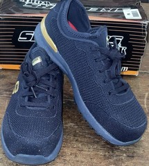 WOMEN’S “7.5” SKECHERS NAVY & GOLD WORK SHOES Memory Foam Bulkin-BALRAN 108033