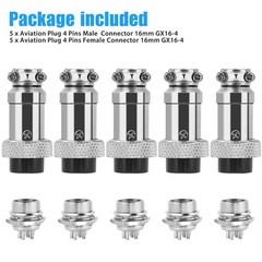 10x Metal 4 Pin Male Female Aviation Plug 24-16 AWG Wire Connector 16mm GX16-4