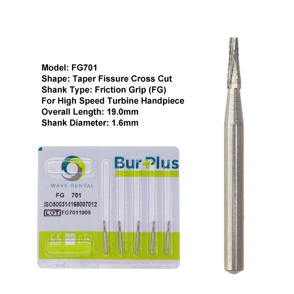 Wave Dental Burs FG 701 701L Taper Fissure Carbide High Speed Handpiece Bur