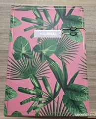 James Burke Notebook Journal Lined 7 x 10 in. Pink & Green W Pens And Holder