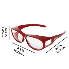 Global Vision Escort Safety Glasses Fits Over Most Eyewear Red with Clear Lens