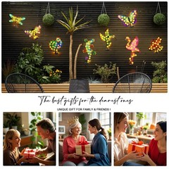 2 Pack Metal Dragonfly Outdoor Wall Decor with 30 Led Solar Lights- 13.9″ Out…