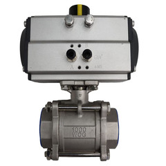 Three-Piece 2 Inch Pneumatic Actuated Ball Valve Double Acting Globe Threaded 30