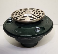 3″ NO-HUB FLOOR DRAIN WHIT 5″ ADJUSTABLE NIKALOY STRAINER WHIT 1/2″ TRAP PRIMER