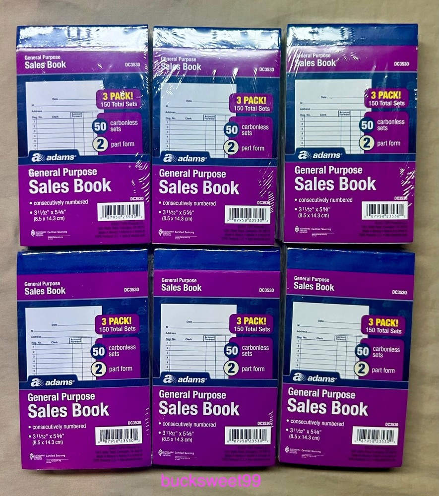 Adams General Purpose Sales Book DC3530, 2 Part Form, 50 Forms ea. – 18 BOOKS