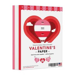 Valentine’s Colored Paper, 24lb, 8.5 x 11, Red, Pink, White (200 Sheets Total)