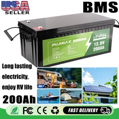 12V 200Ah LiFePO4 Lithium Battery Rechargeable Built-in BMS 6000+ Deep Cycles