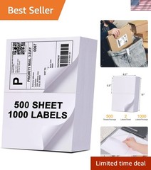 1000 Labels/500 Sheets Half Sheet Self Adhesive Shipping Labels for Laser & I…