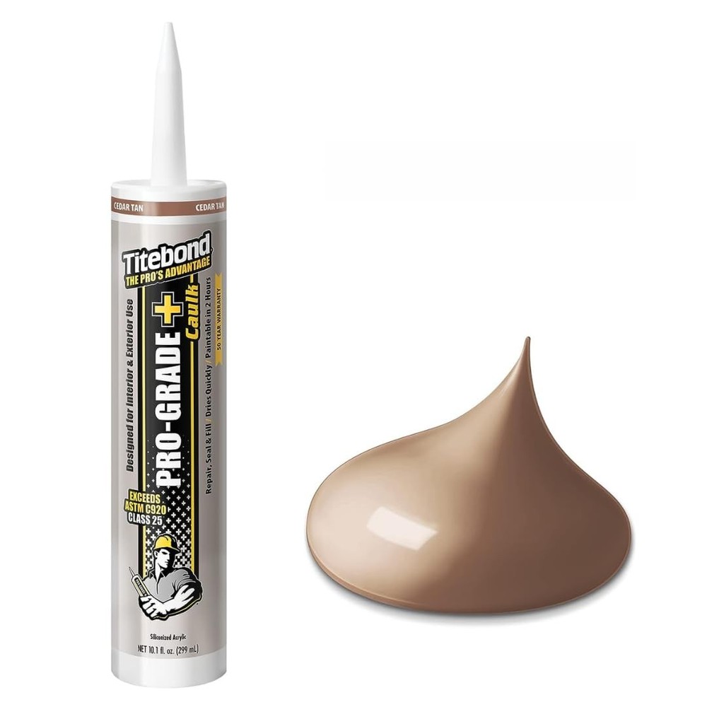 Titebond Pro-Grade Plus Siliconized Acrylic Caulk, Cedar 10.1 Oz., Tan