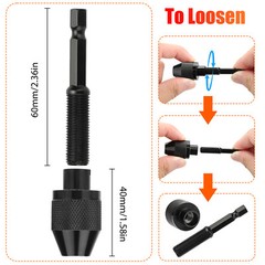 2/4x 1/4″Hex Shank Keyless Chuck Adapter Drill Bit Quick Change Driver Converter
