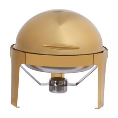 Gold Round Roll-Top Chafing Dish Set Commercial Stainless Steel Buffet Warmer