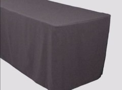 8′ ft. Fitted Polyester Table Cover Trade show Banquet Tablecloth CHARCOAL GREY