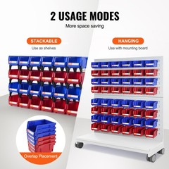 VEVOR Hanging Stackable Storage Bin Plastic Organizer Garage Box 24 PCS Blue/Red