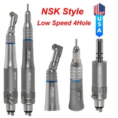 NSK Style Dental Latch/Push Slow Speed Handpiece Contra Angle Air Motor 2/4Holes