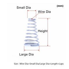 Wire Dia 0.4mm-2mm Conical Cone Compression Spring Pressure Spring Length 6-76mm