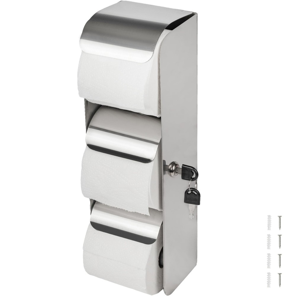 Commercial Toilet Paper Holder Toilet Tissue Dispenser with Lock- 3 Roll Stai…
