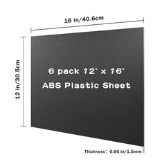 Black ABS Plastic Sheet 12″ x 16″ x 0.06″ 6 Pack, Flexible Than Plexiglass Sh…