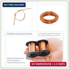 99.9% Pure Copper Wire Set | Non-Insulated 20 Gauge 60 Feet & 24 Gauge 100 Feet